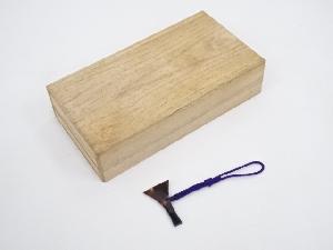 本鼈甲製　三味線バチ形ストラップ根付（箱付）　□z　